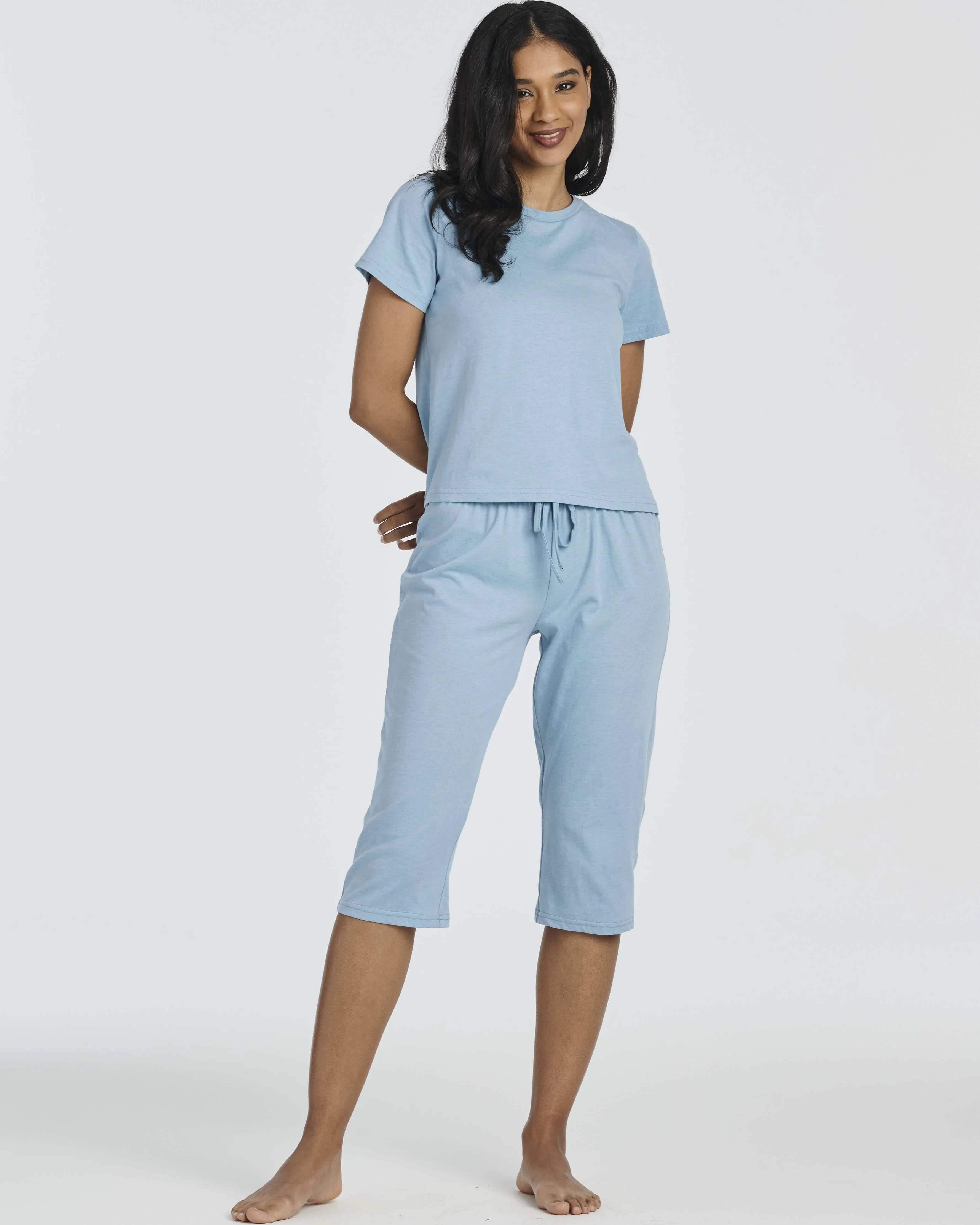 2 Pack: Women's Cotton Pajamas with Capri Pants (Available In Plus Size)