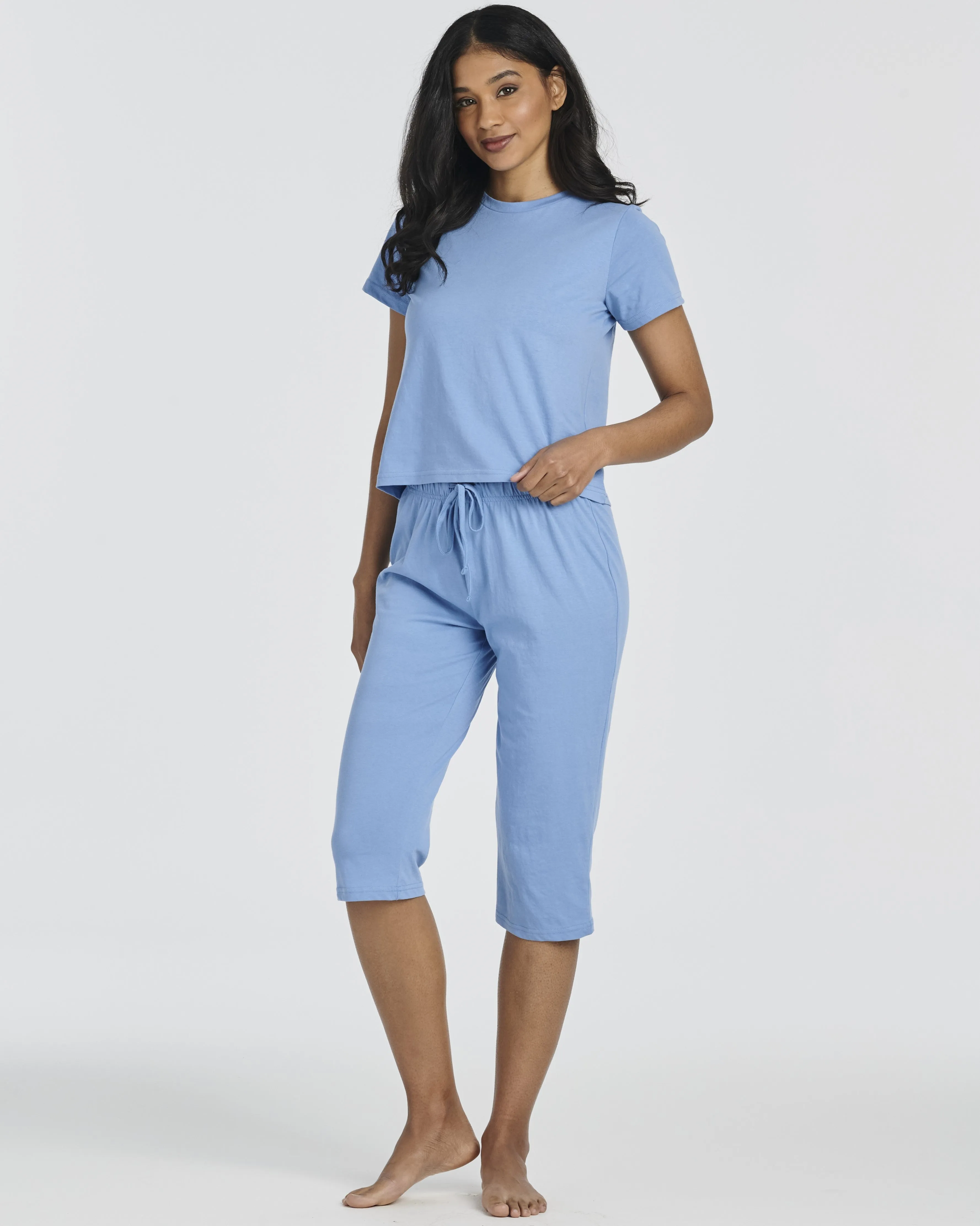 2 Pack: Women's Cotton Pajamas with Capri Pants (Available In Plus Size)