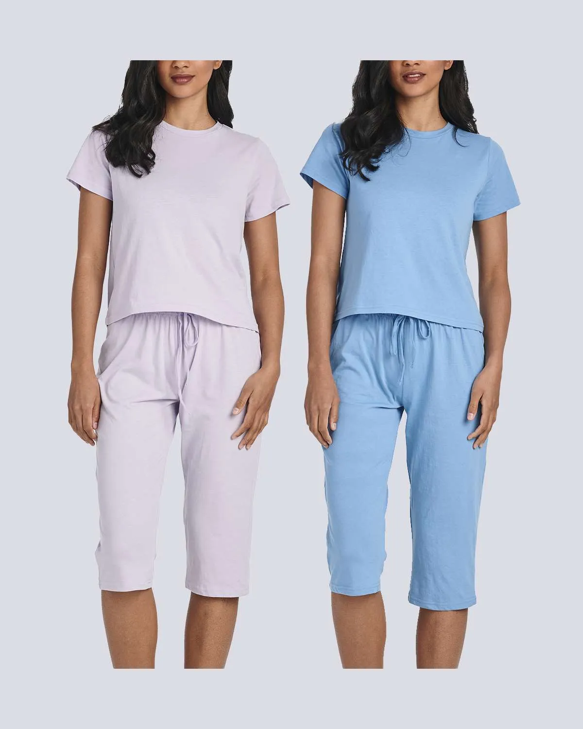 2 Pack: Women's Cotton Pajamas with Capri Pants (Available In Plus Size)