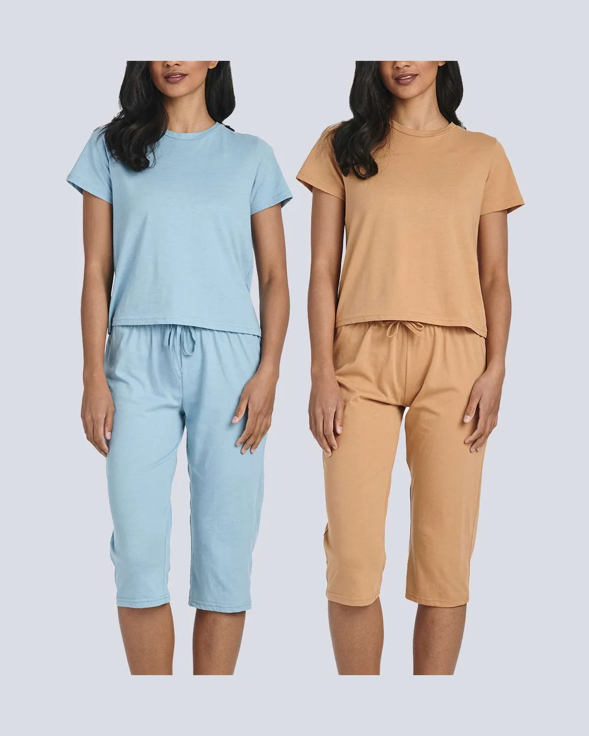 2 Pack: Women's Cotton Pajamas with Capri Pants (Available In Plus Size)