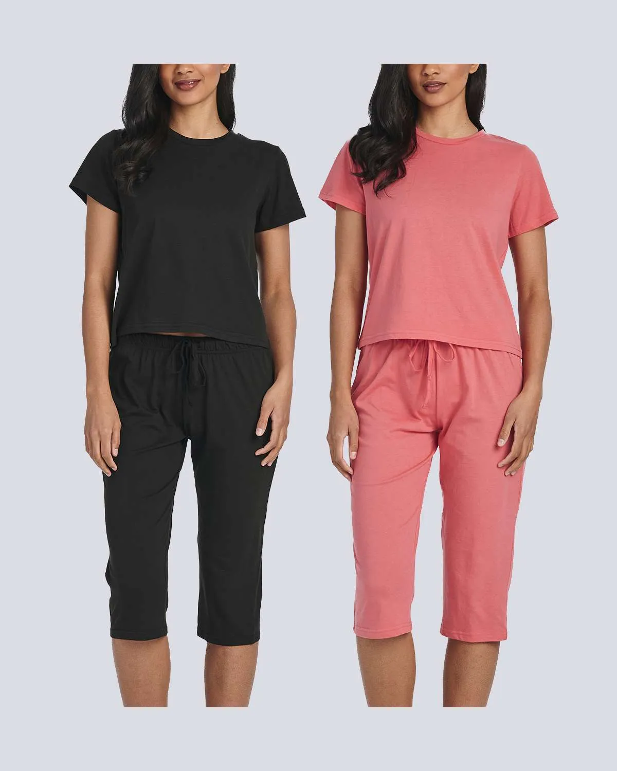 2 Pack: Women's Cotton Pajamas with Capri Pants (Available In Plus Size)