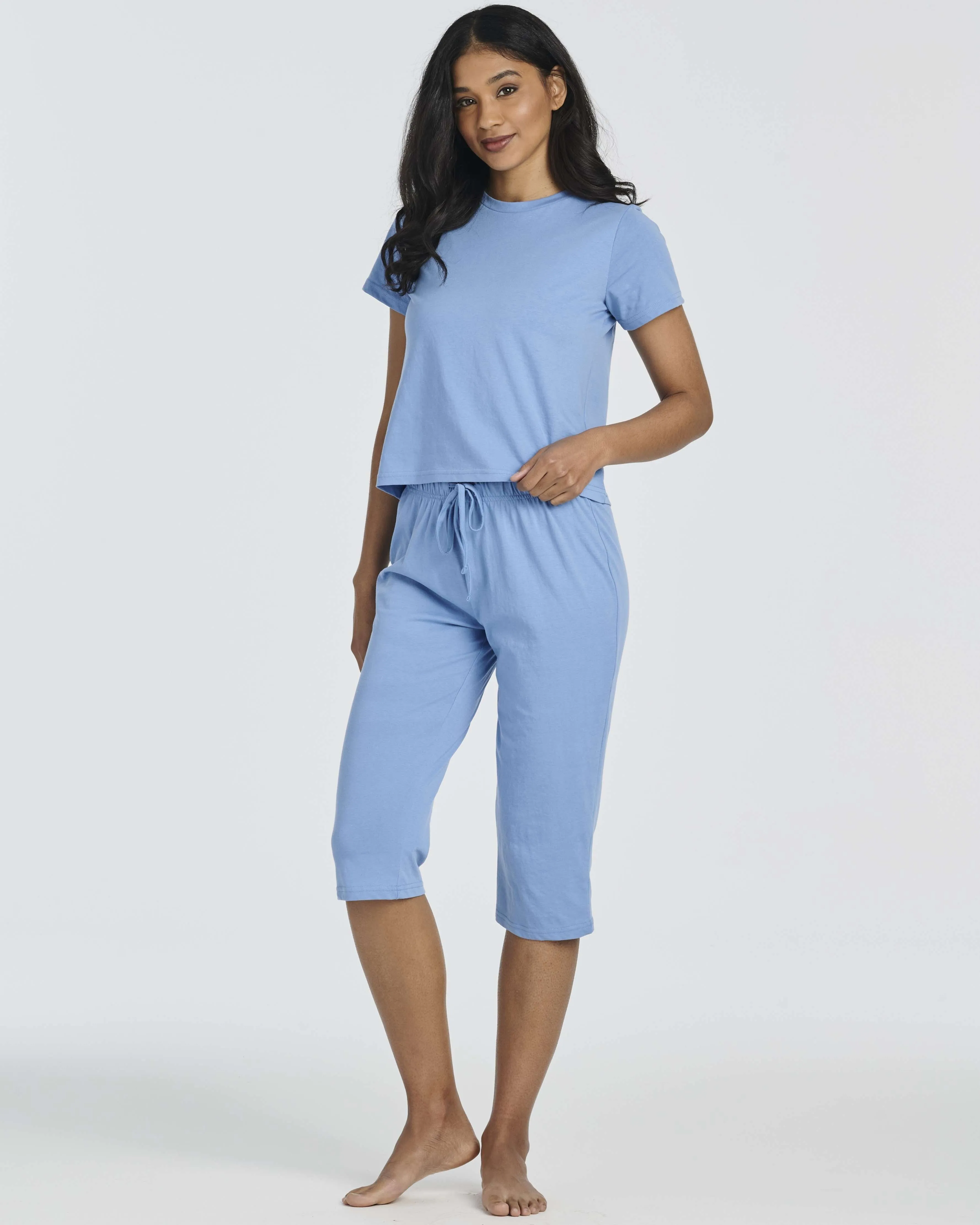 2 Pack: Women's Cotton Pajamas with Capri Pants (Available In Plus Size)