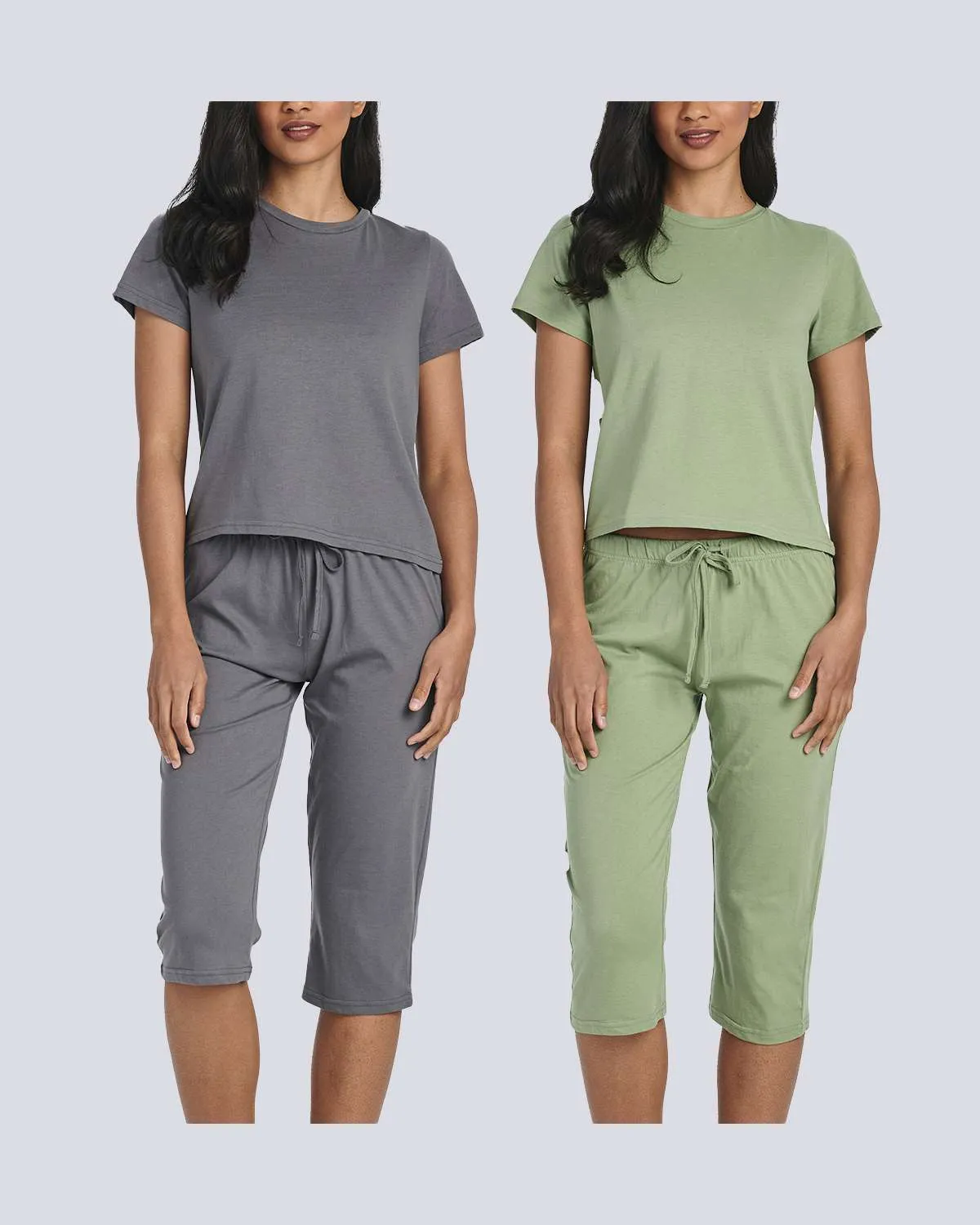 2 Pack: Women's Cotton Pajamas with Capri Pants (Available In Plus Size)