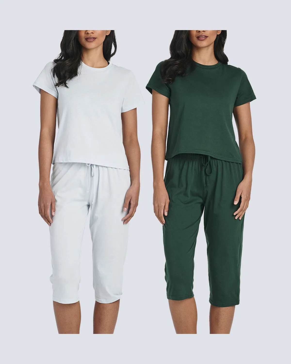 2 Pack: Women's Cotton Pajamas with Capri Pants (Available In Plus Size)