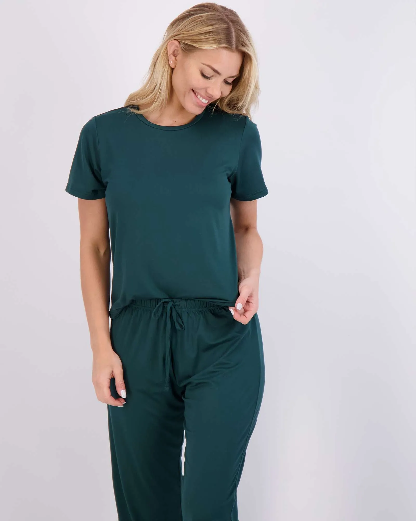 2 Pack: Women's Short-Sleeve PJ Top with Capri Pants