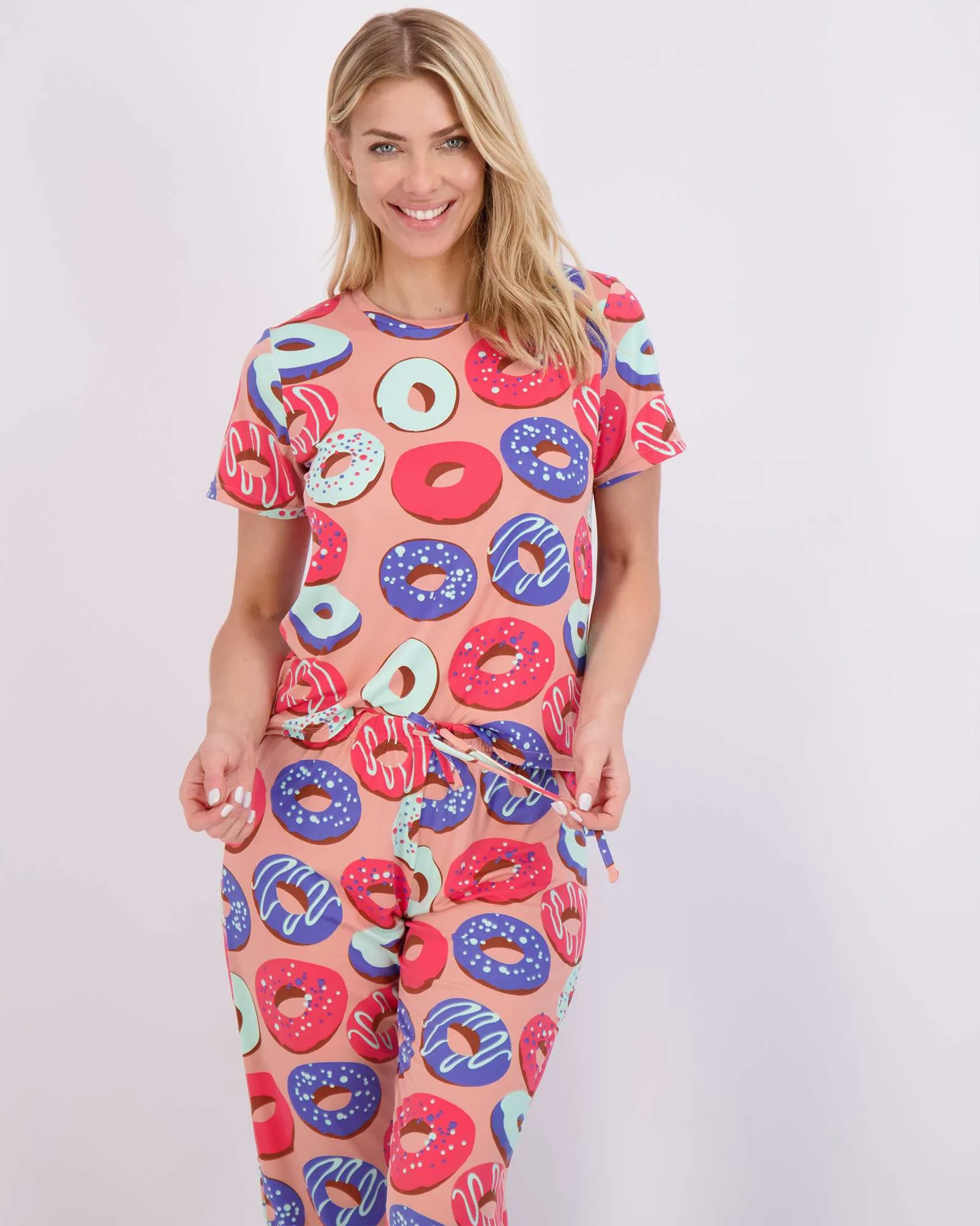 2 Pack: Women's Short-Sleeve PJ Top with Capri Pants