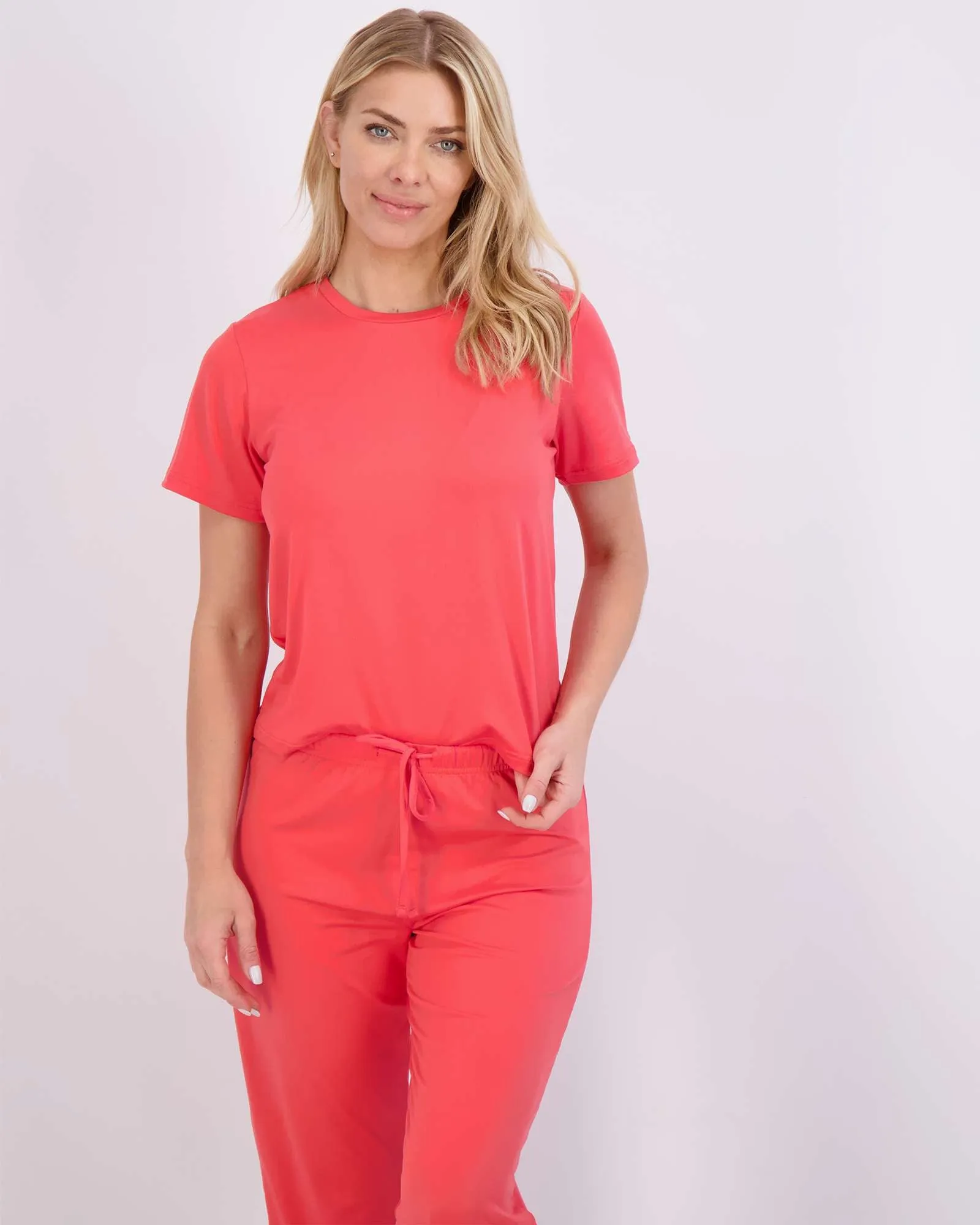 2 Pack: Women's Short-Sleeve PJ Top with Capri Pants