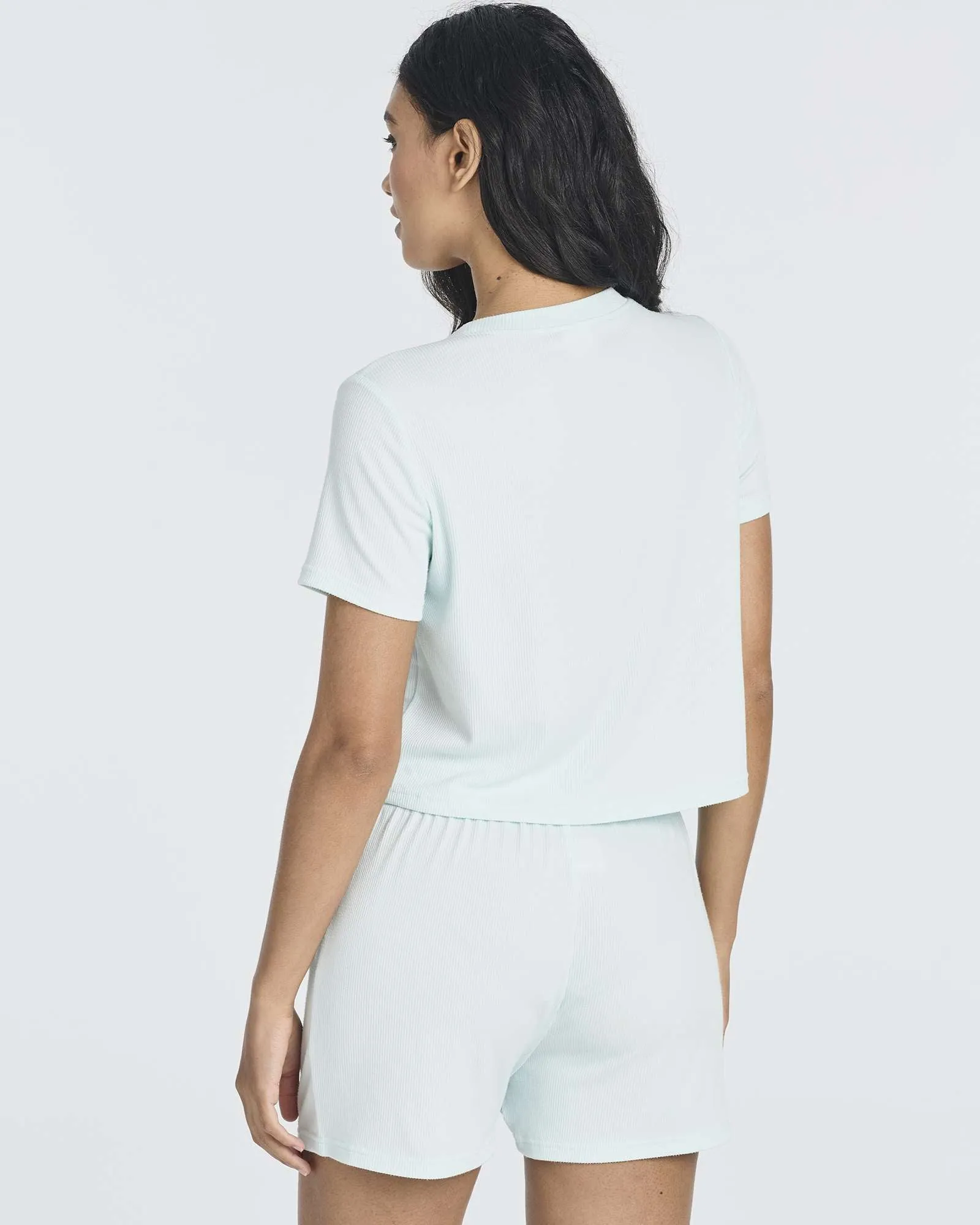 2 Pack: Women's Soft Ribbed Knit Crop Top & Short Set