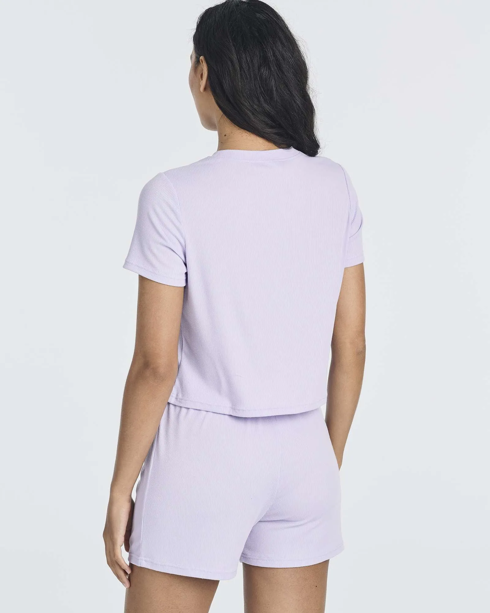 2 Pack: Women's Soft Ribbed Knit Crop Top & Short Set
