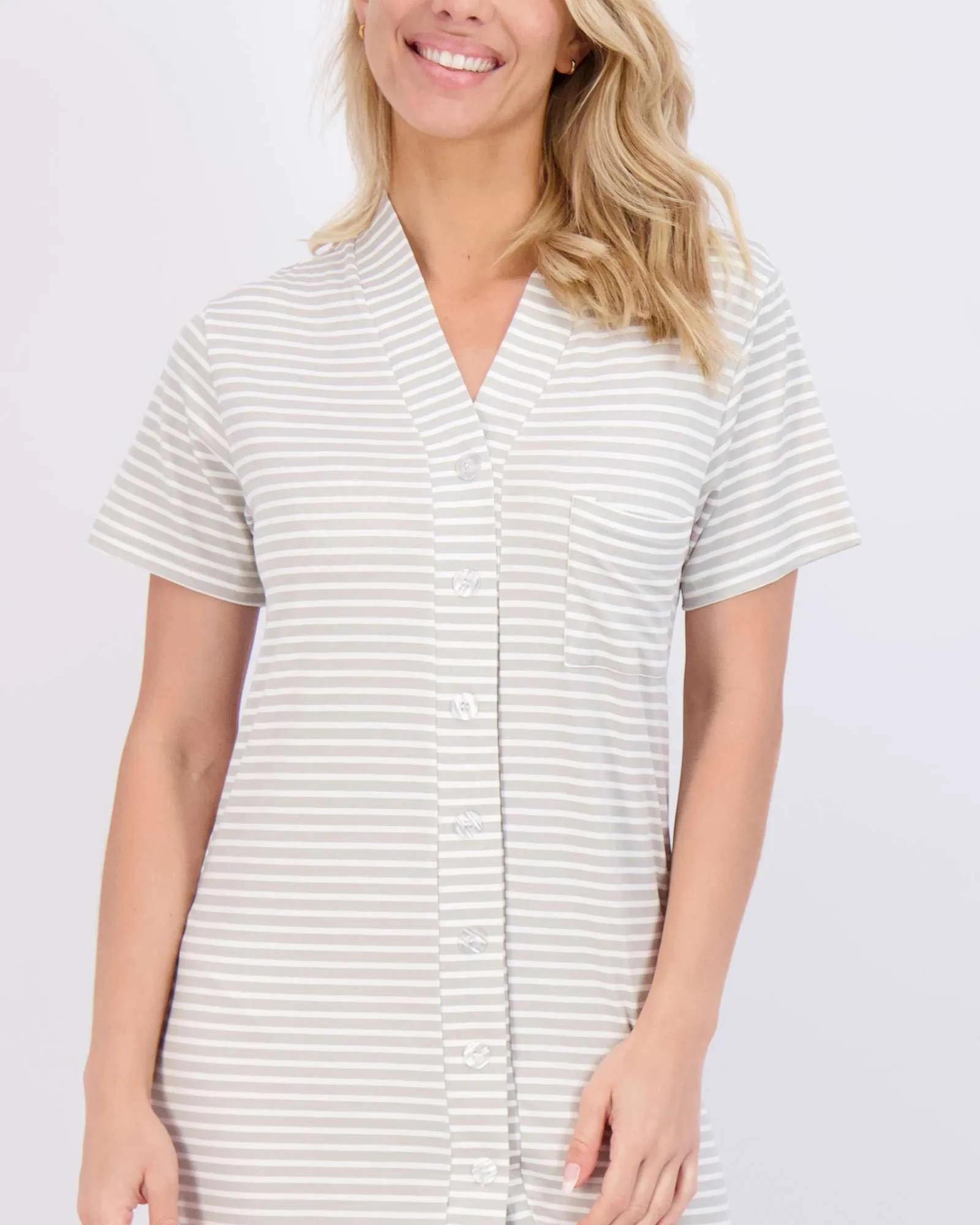 3 Pack: Women's Short Sleeve Button-Down Nightshirt