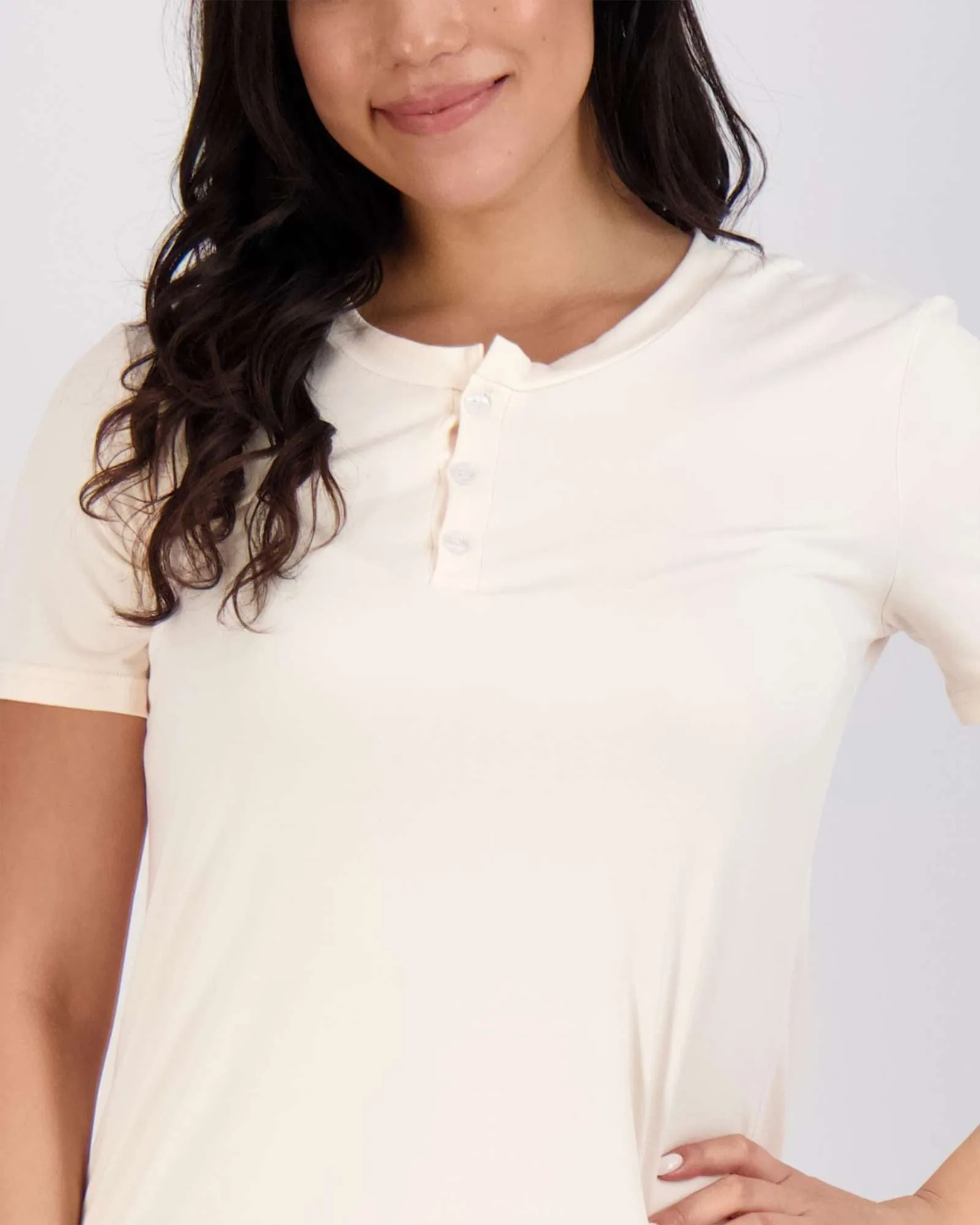 3 Pack: Womens Short Sleeve Henley Nightshirt Nightgown Sleep Dress