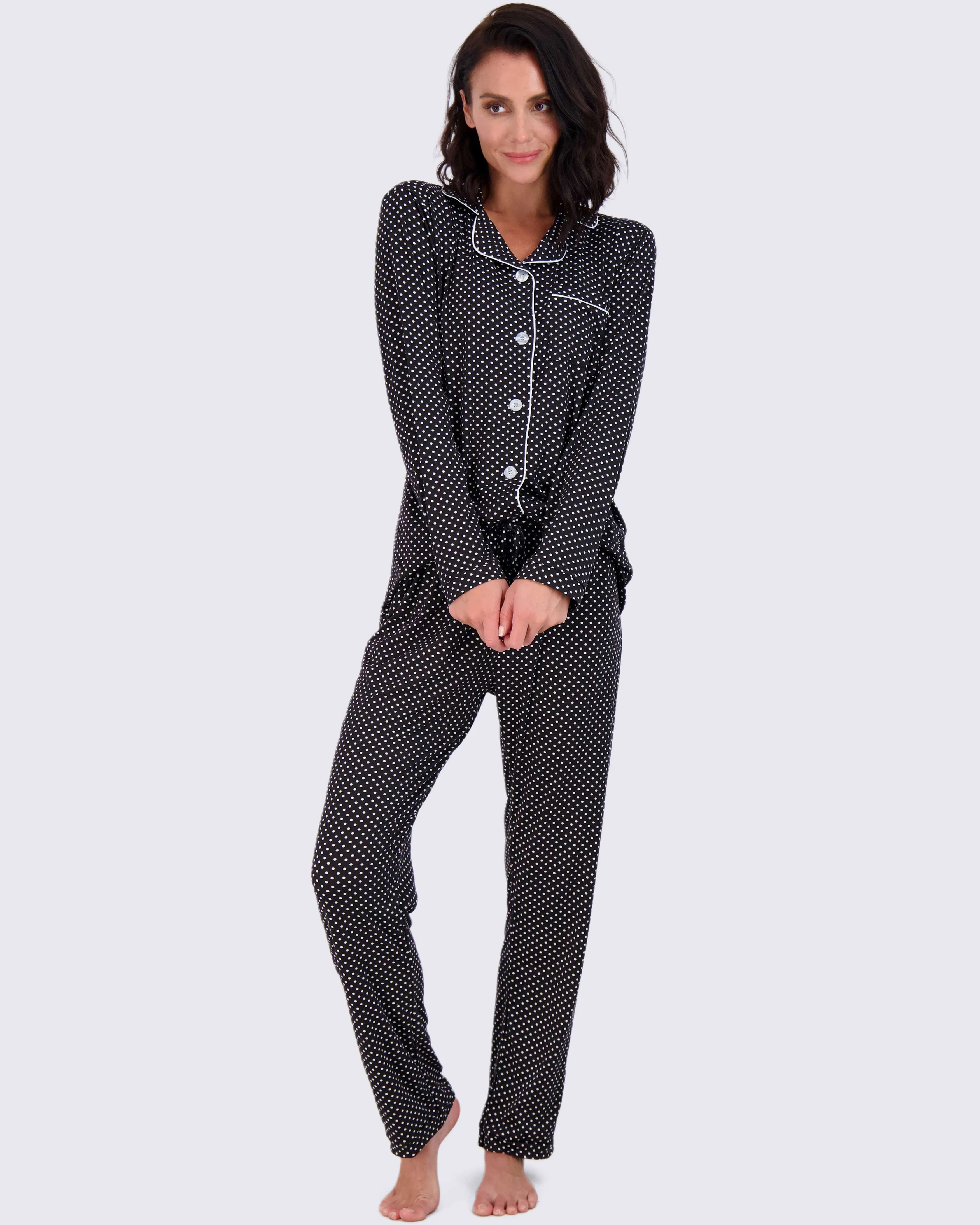 4 Piece: Women’s Long Sleeve Button Down Pajama Set
