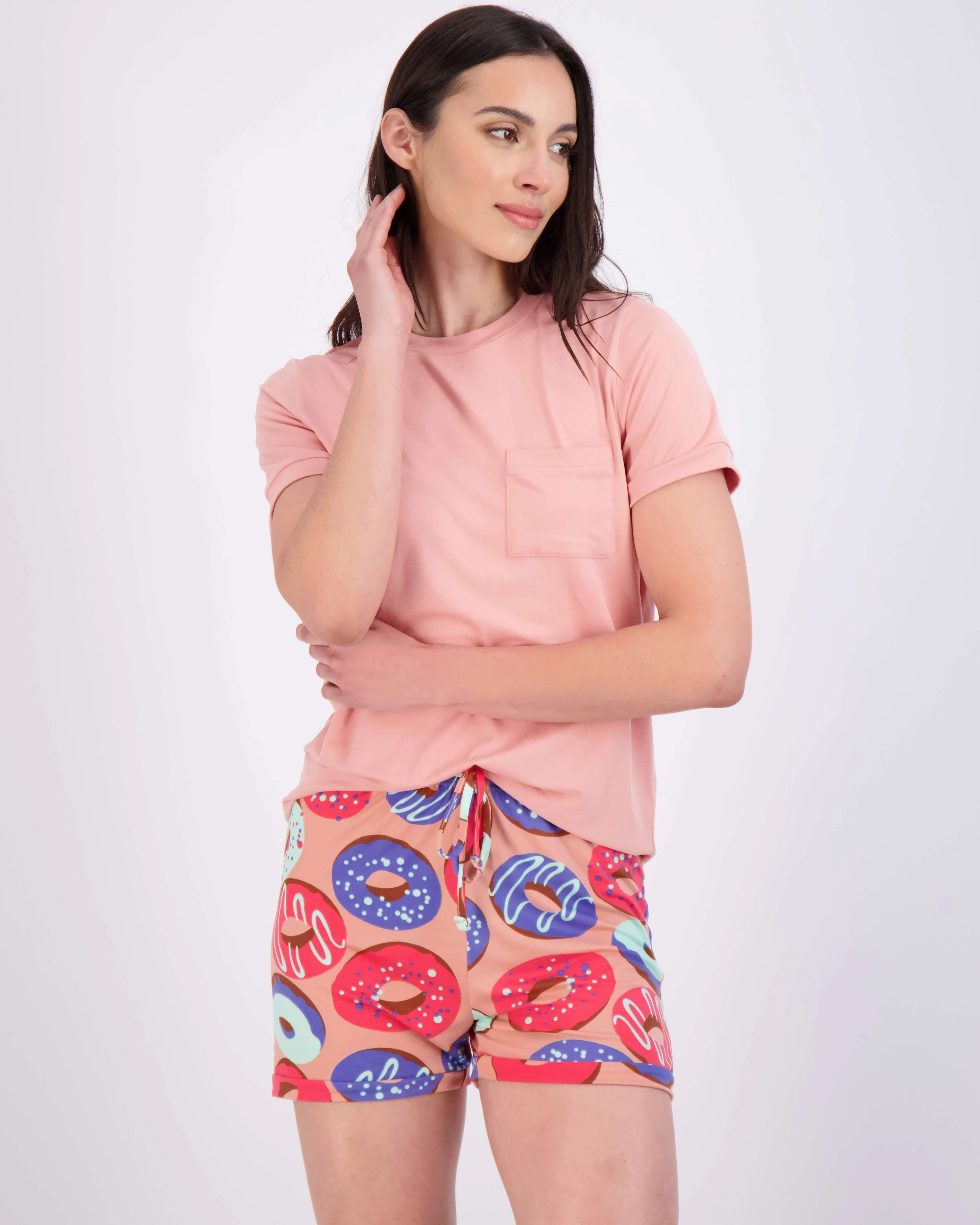 4 Piece: Womens Short Sleeve with Shorts Pajama Set