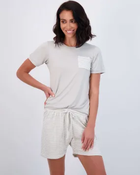 4 Piece: Womens Short Sleeve with Shorts Pajama Set