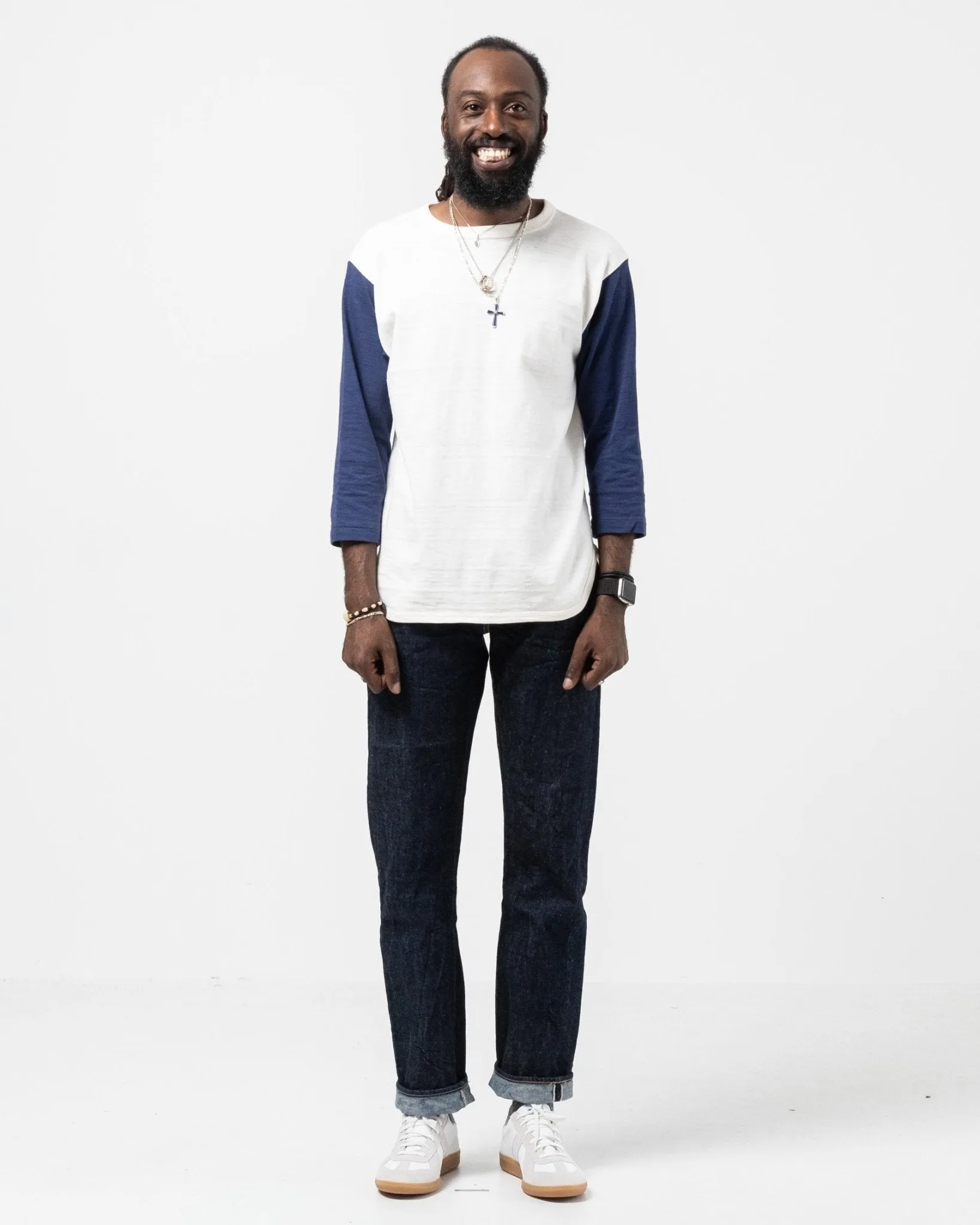 4800 Baseball Tee Cream x Navy