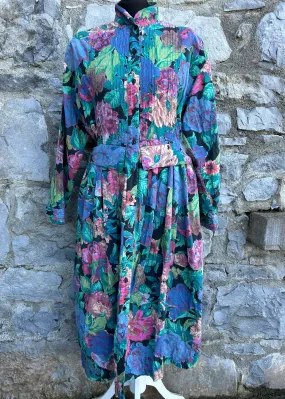 80s colourful floral dress uk 12