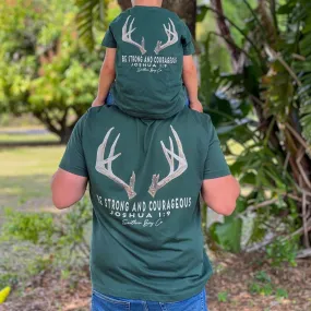 (Adult) Strong And Courageous (Deer Antler) Short Sleeve Adult Tee