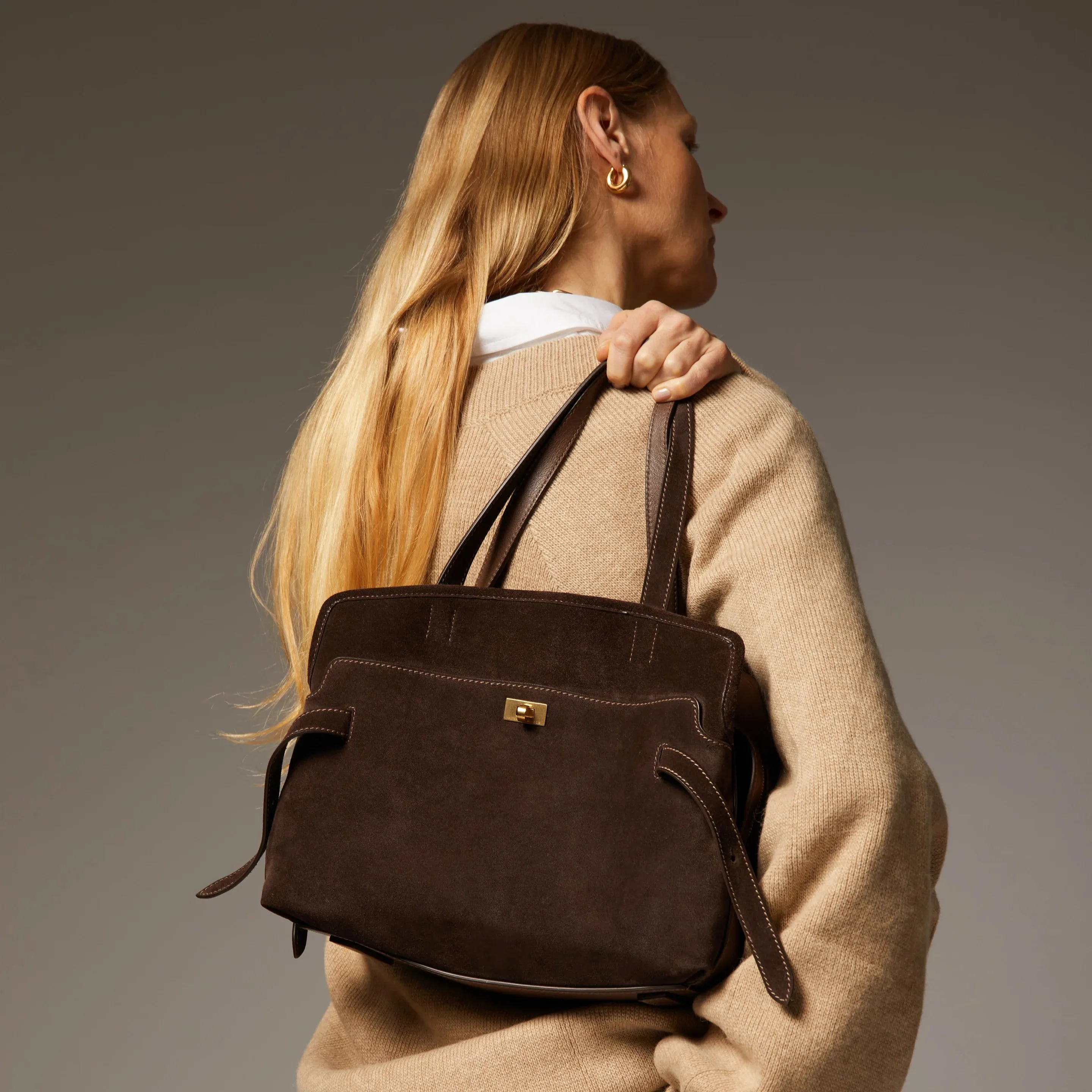 AH Wilson Suede Bag in Coffee