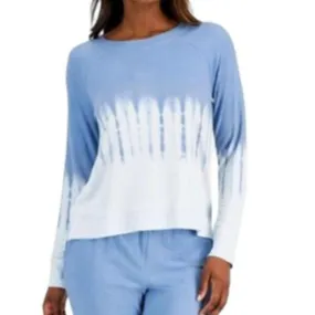 Alfani Ladies Casual Fixture Blue & White Tie Dye Printed Lounge Top, Size XXL