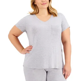 Alfani Ladies Light Heather Gray Short Sleeve Pajama Top, Size Large