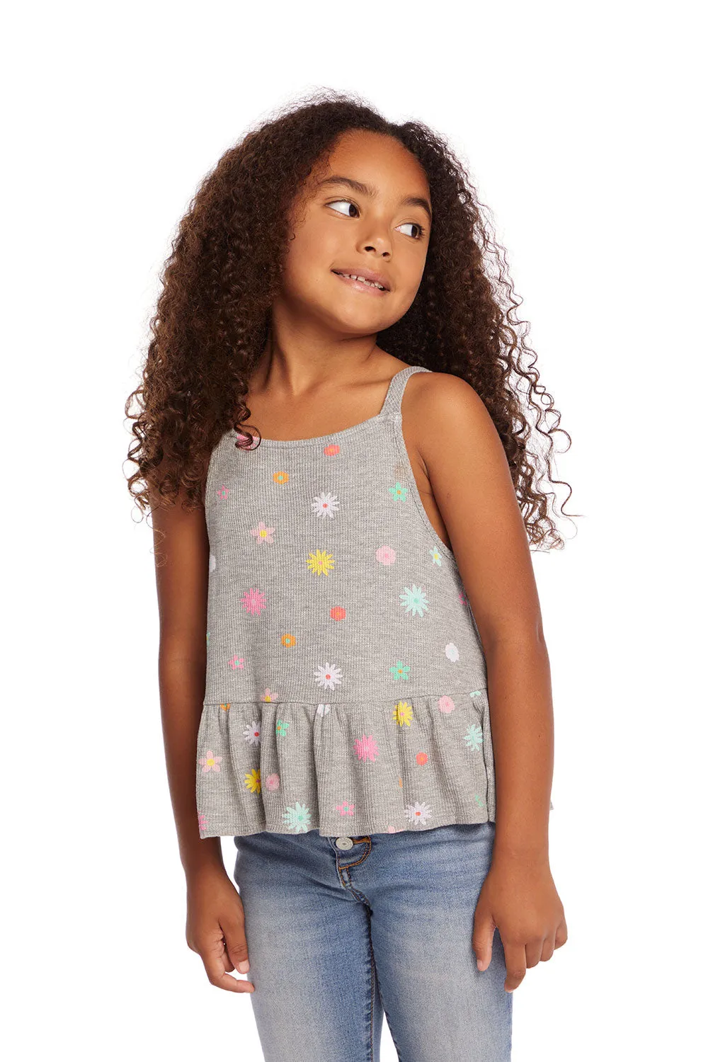 Amelia Waffle Knit Embroidery Flowers Tank Top