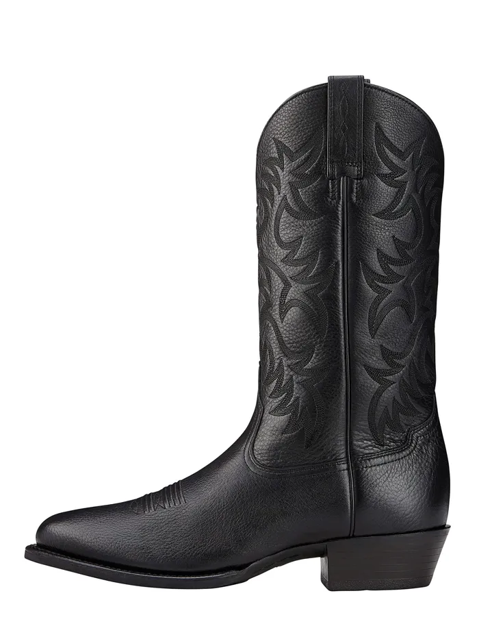 Ariat 10002218 Mens Heritage R Toe Western Boot Black Deertan