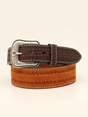 Ariat A1039308 Mens Basketweave Tabs Leather Belt Tan