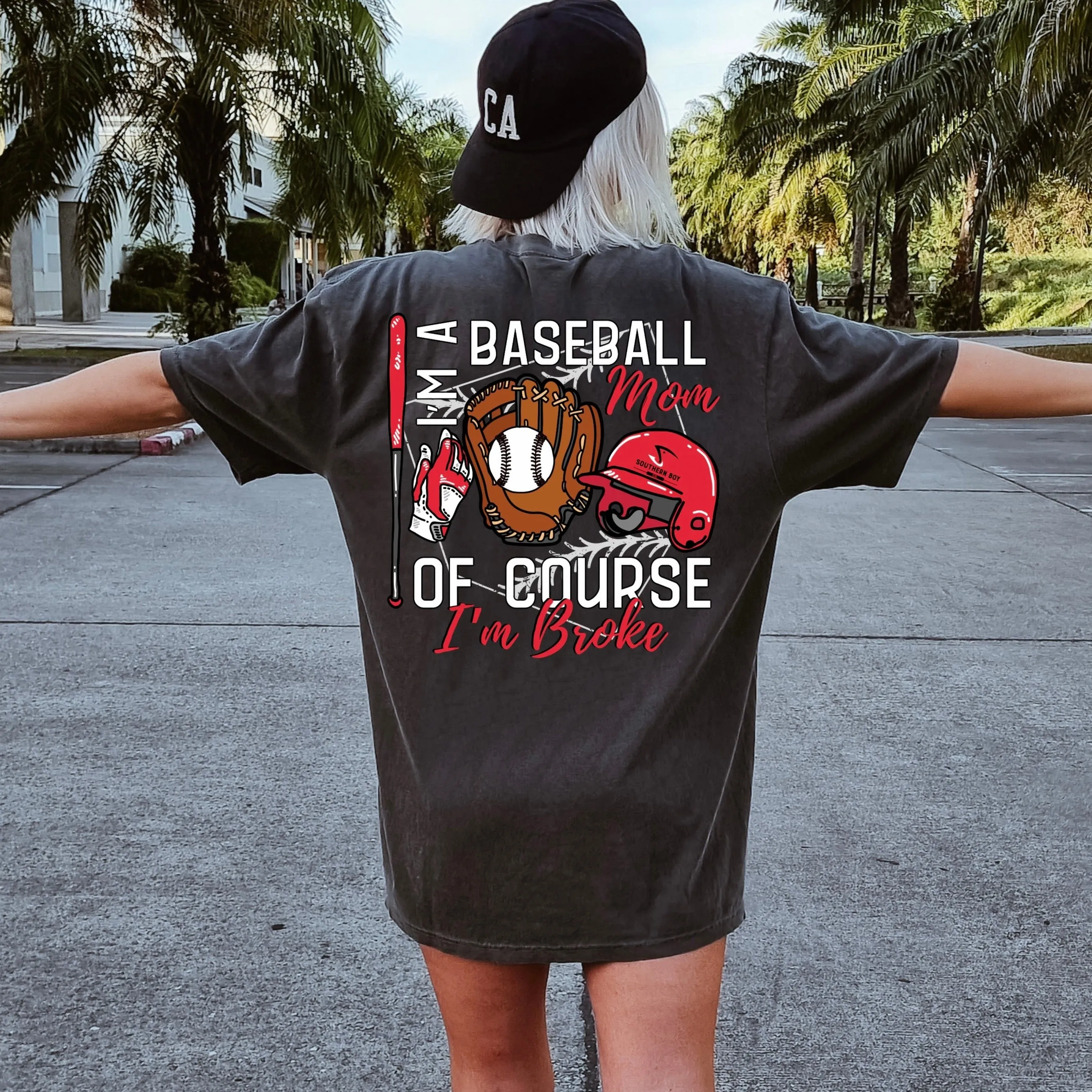 BACK Of Course I’m Broke Baseball Mom Short Sleeve Adult Tee