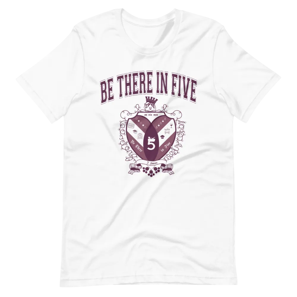 Be There in Five Collegiate Crest Short-Sleeve Unisex T-Shirt by Be There in Five