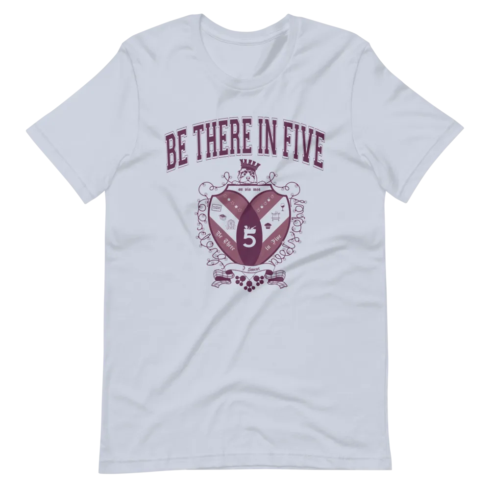Be There in Five Collegiate Crest Short-Sleeve Unisex T-Shirt by Be There in Five