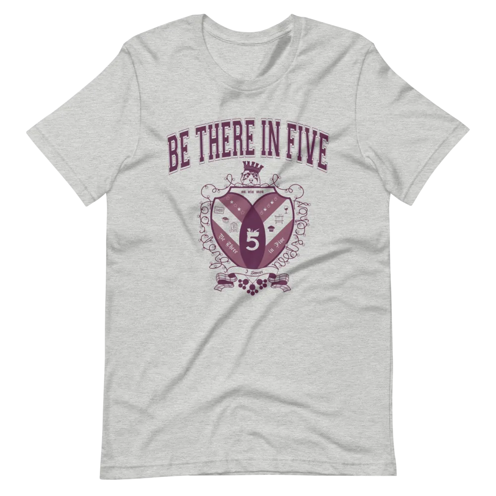 Be There in Five Collegiate Crest Short-Sleeve Unisex T-Shirt by Be There in Five
