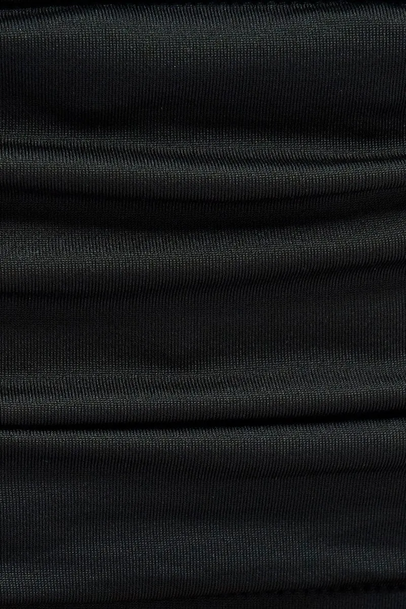 Black Crop Top With Strap Front and Sleeves