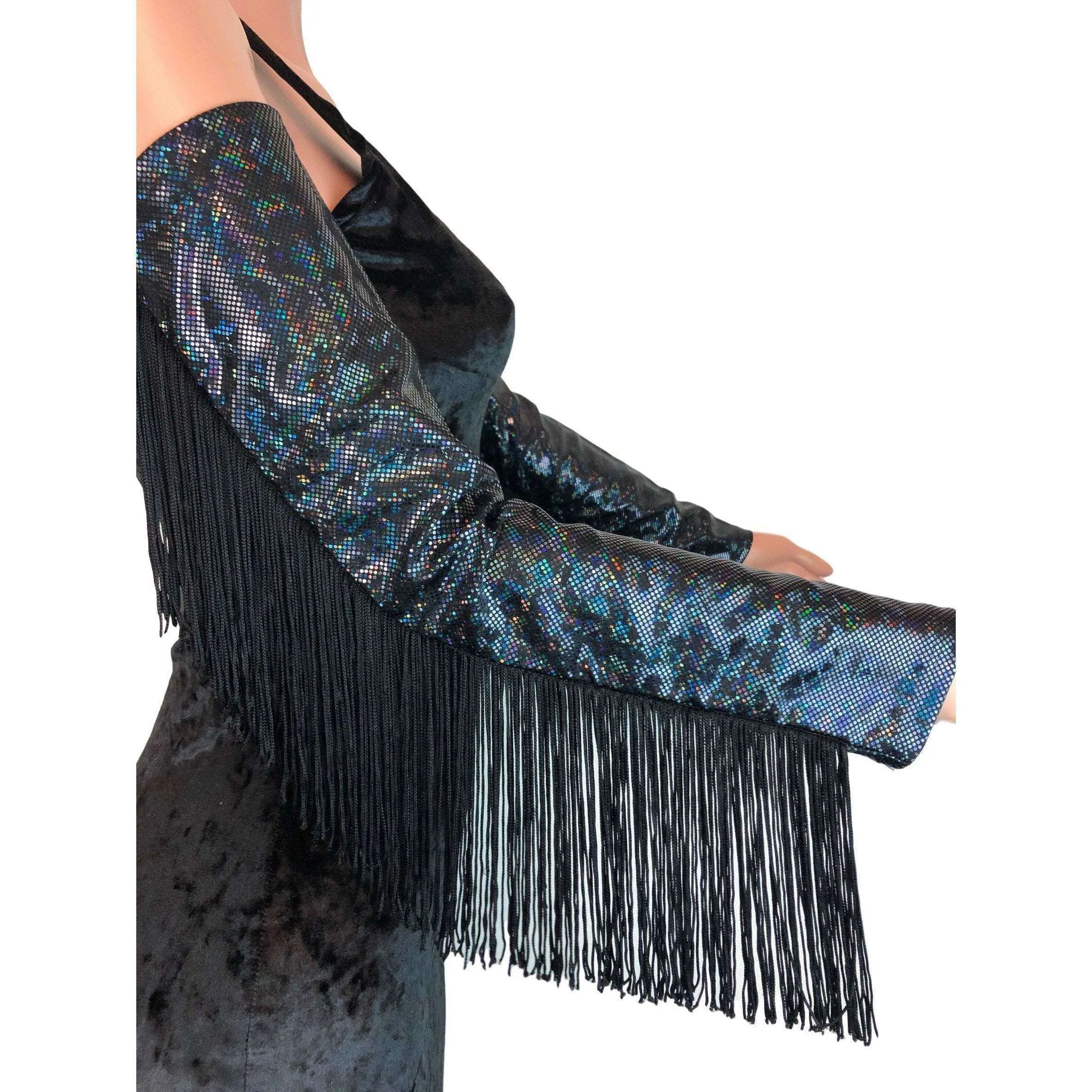 Black Holographic Fringe Shattered Glass Arm Sleeves