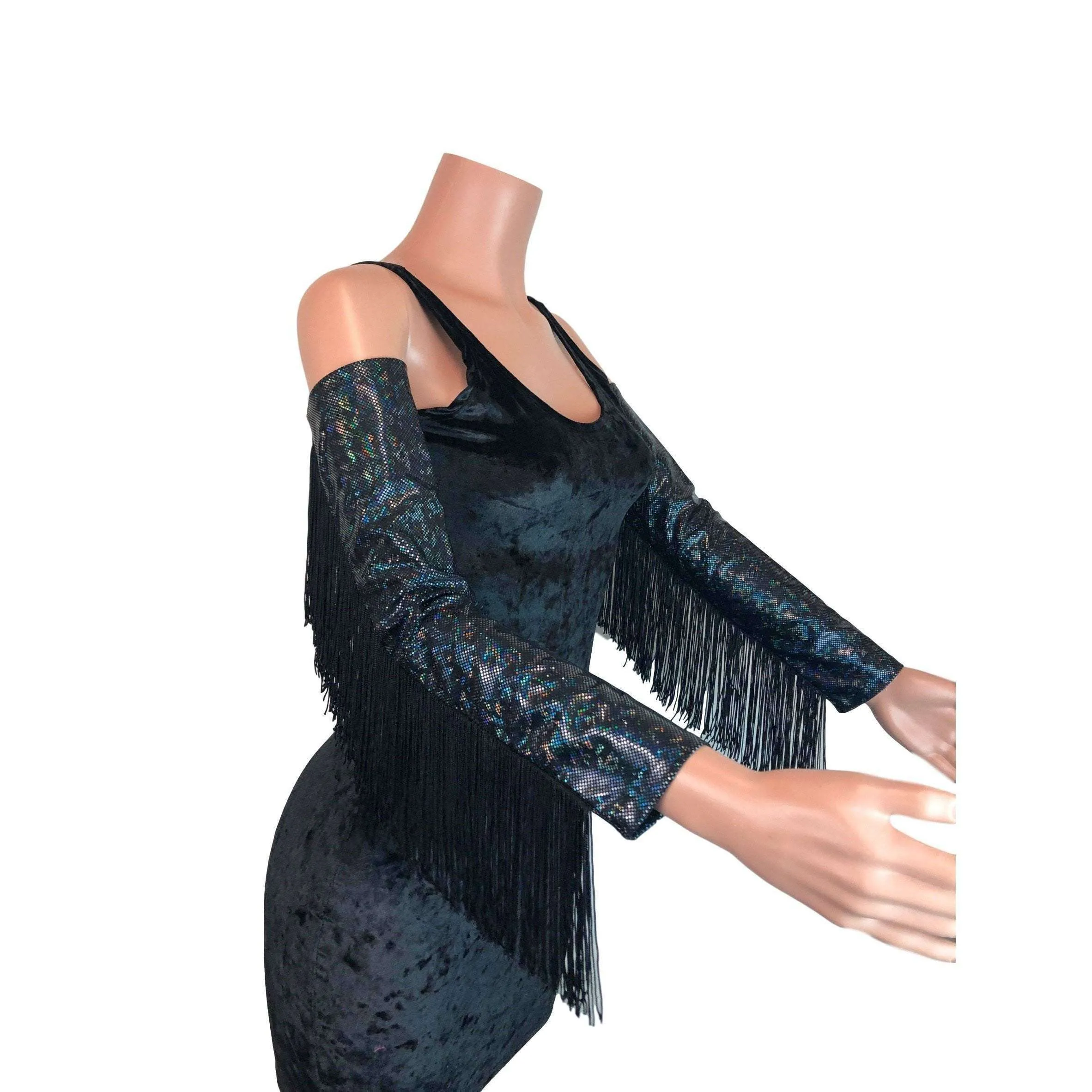 Black Holographic Fringe Shattered Glass Arm Sleeves