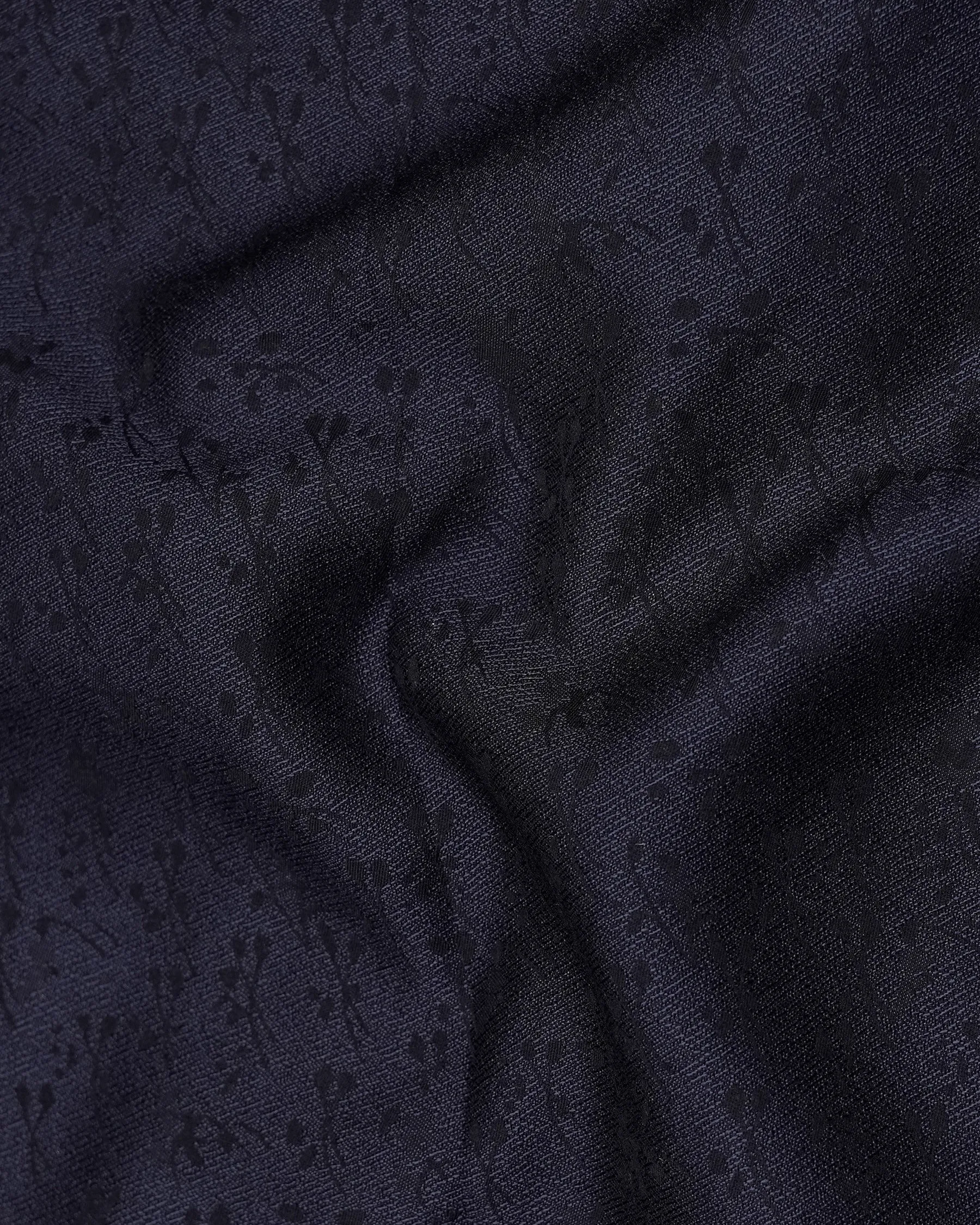 Bleached Cedar Navy Blue Ditzy Textured With Black Lapel Tuxedo Blazer