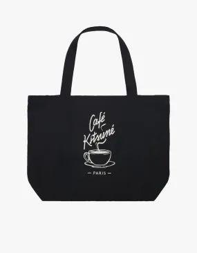 Cafe Kitsune Coffee Cup Tote Bag - Black