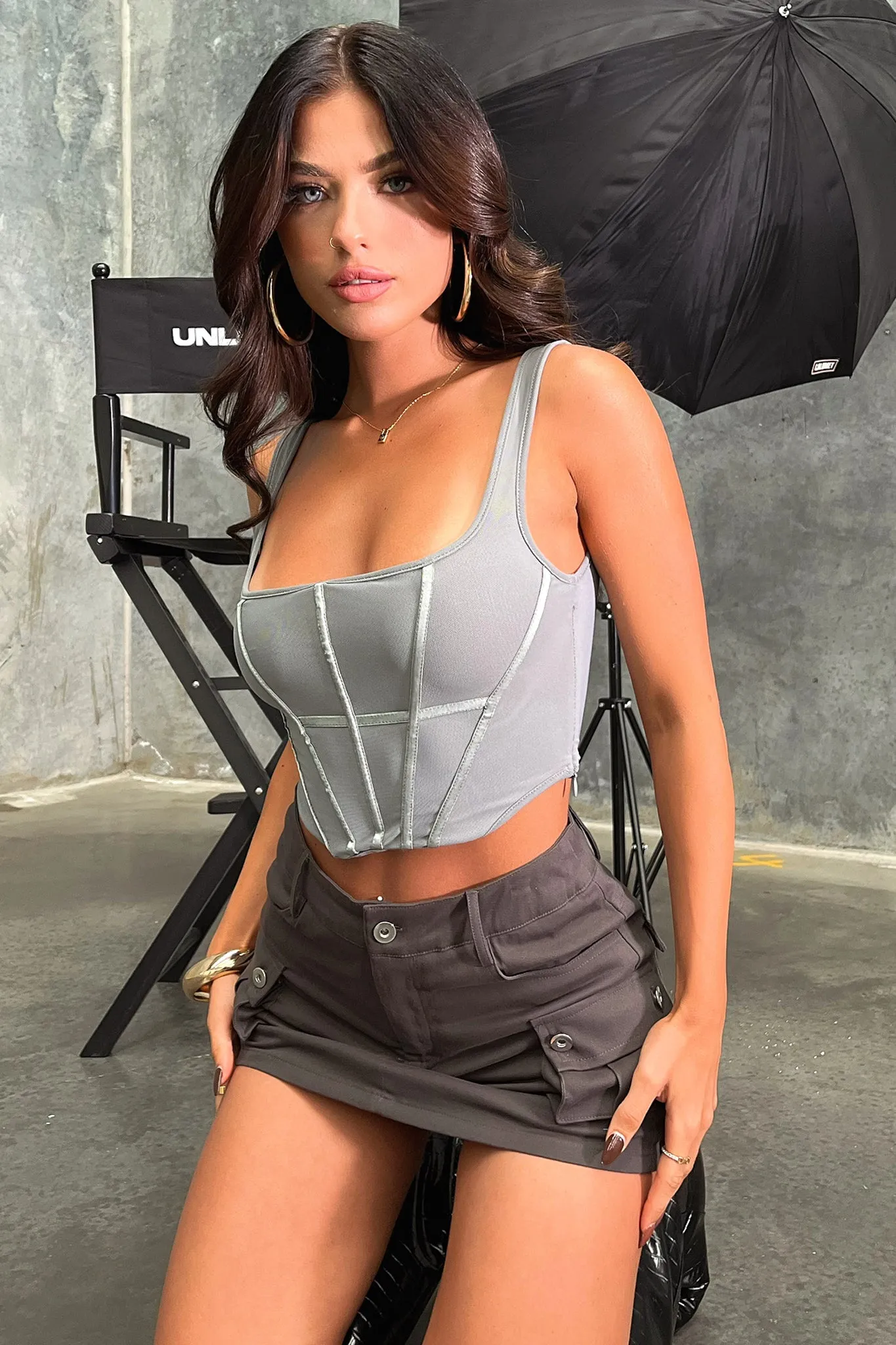 Carmen Cargo Skort - Charcoal