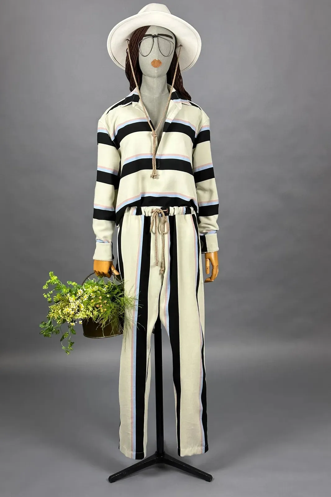 classic drawstring trouser marina stripe
