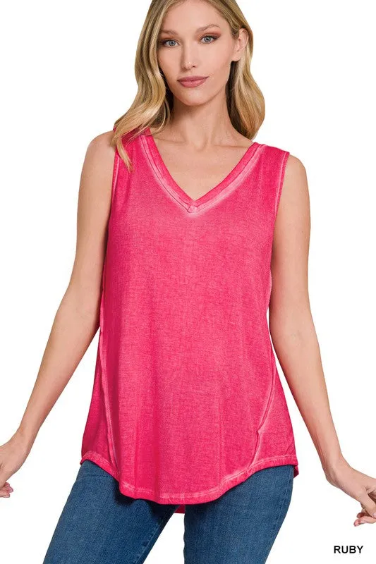 Comfy Vibes Washed Sleeveless Top