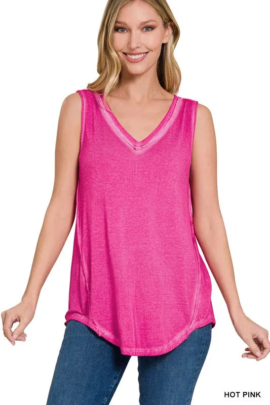 Comfy Vibes Washed Sleeveless Top