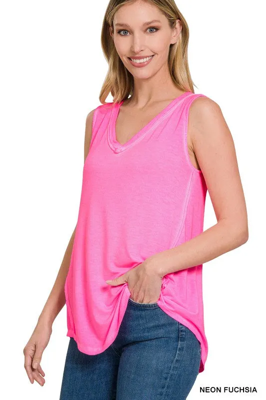 Comfy Vibes Washed Sleeveless Top