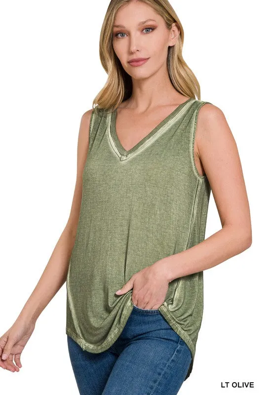 Comfy Vibes Washed Sleeveless Top