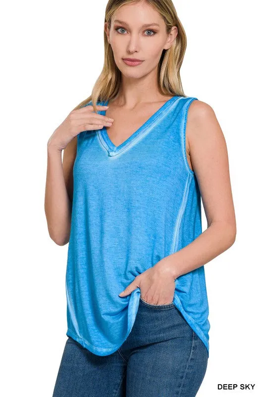 Comfy Vibes Washed Sleeveless Top