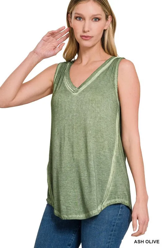 Comfy Vibes Washed Sleeveless Top