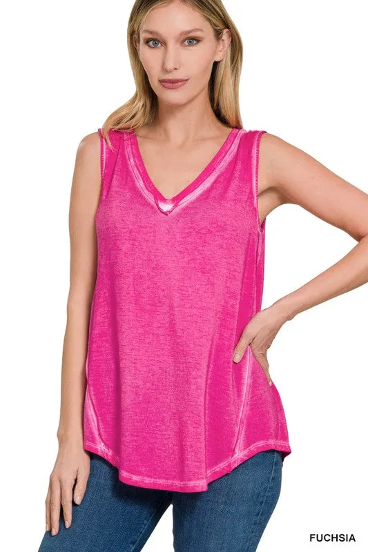 Comfy Vibes Washed Sleeveless Top