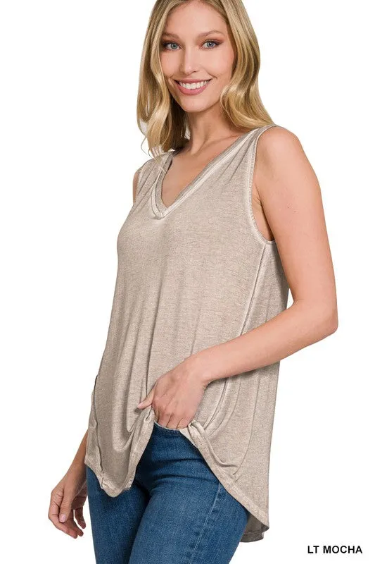 Comfy Vibes Washed Sleeveless Top
