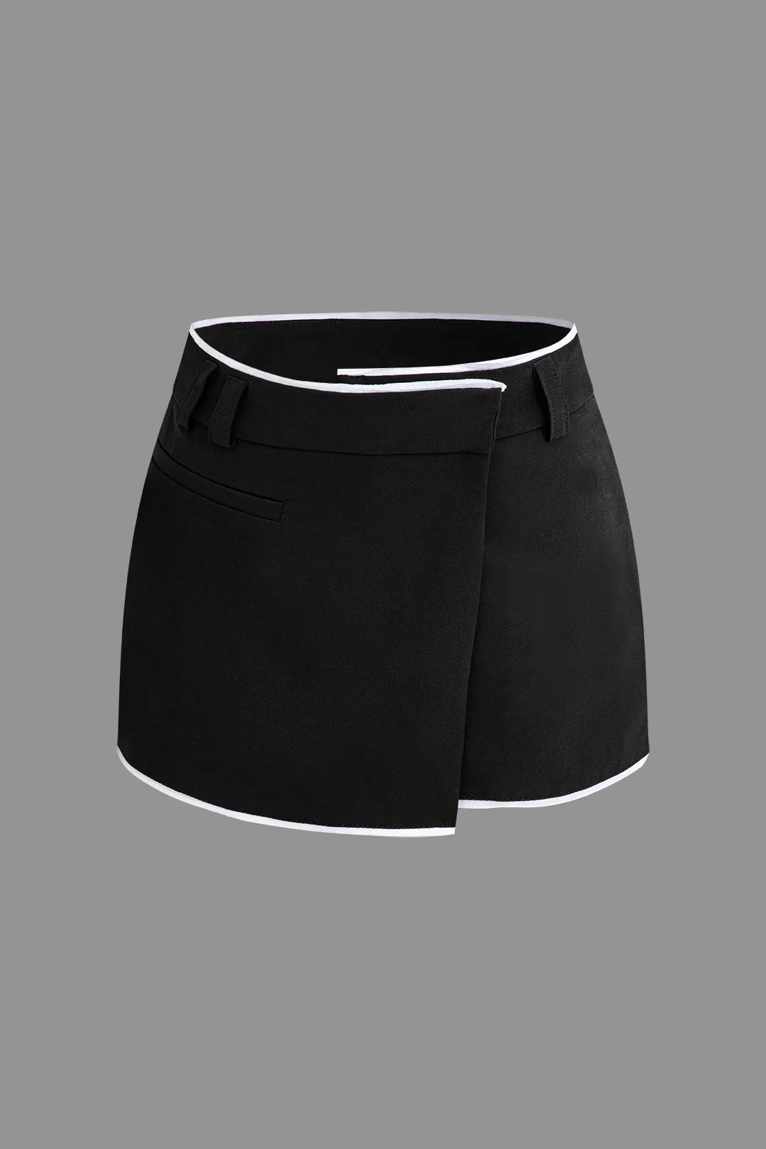 Contrast Trim Wrap Skort