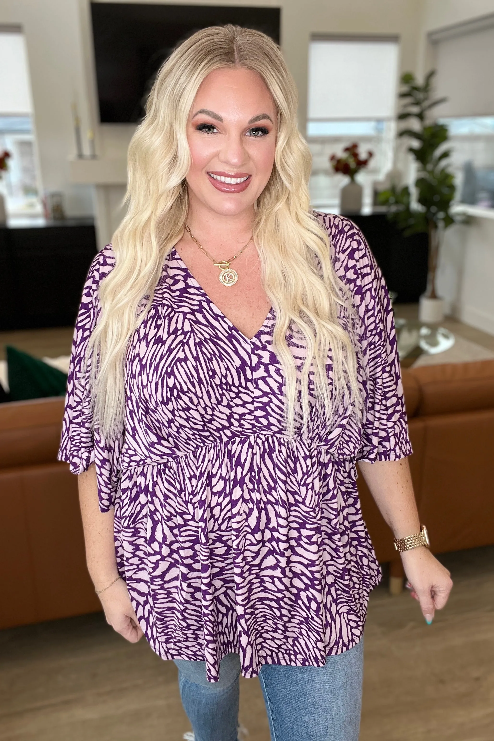 Dearest Dreamer Peplum Top in Painted Purple