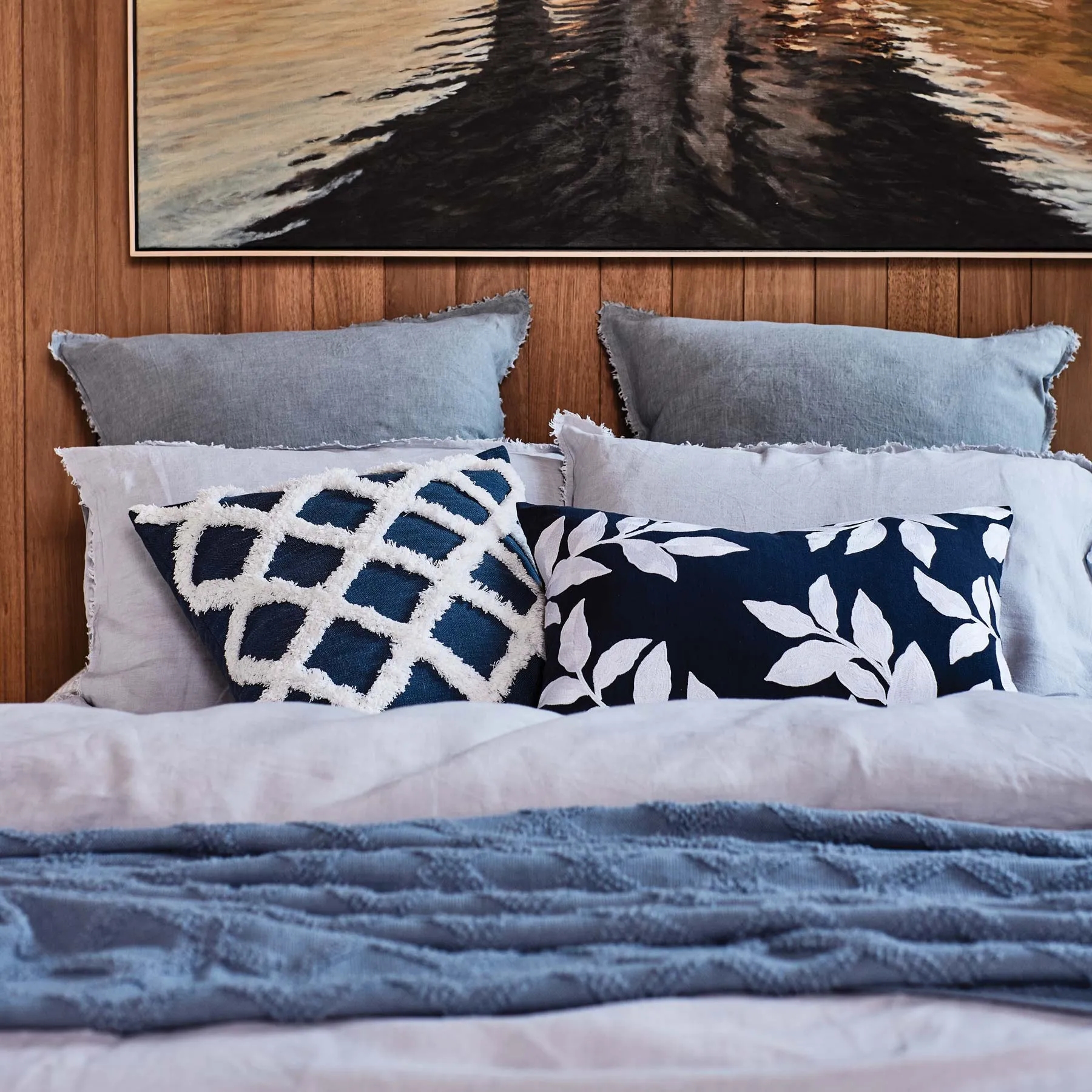 Derby Navy Check Cushion 50cm