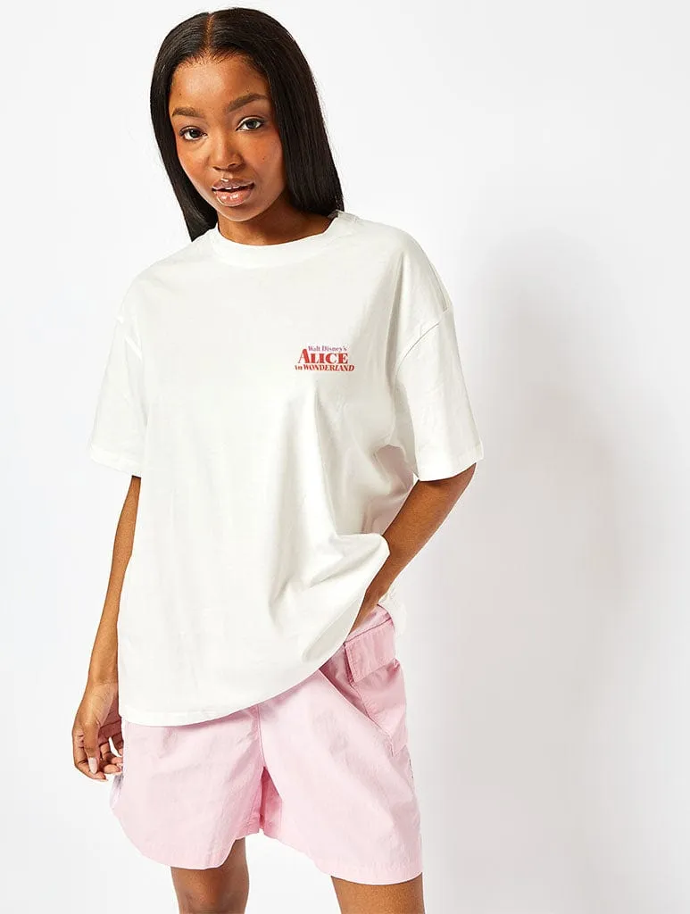 Disney Alice In Wonderland Oversized Ecru T-Shirt